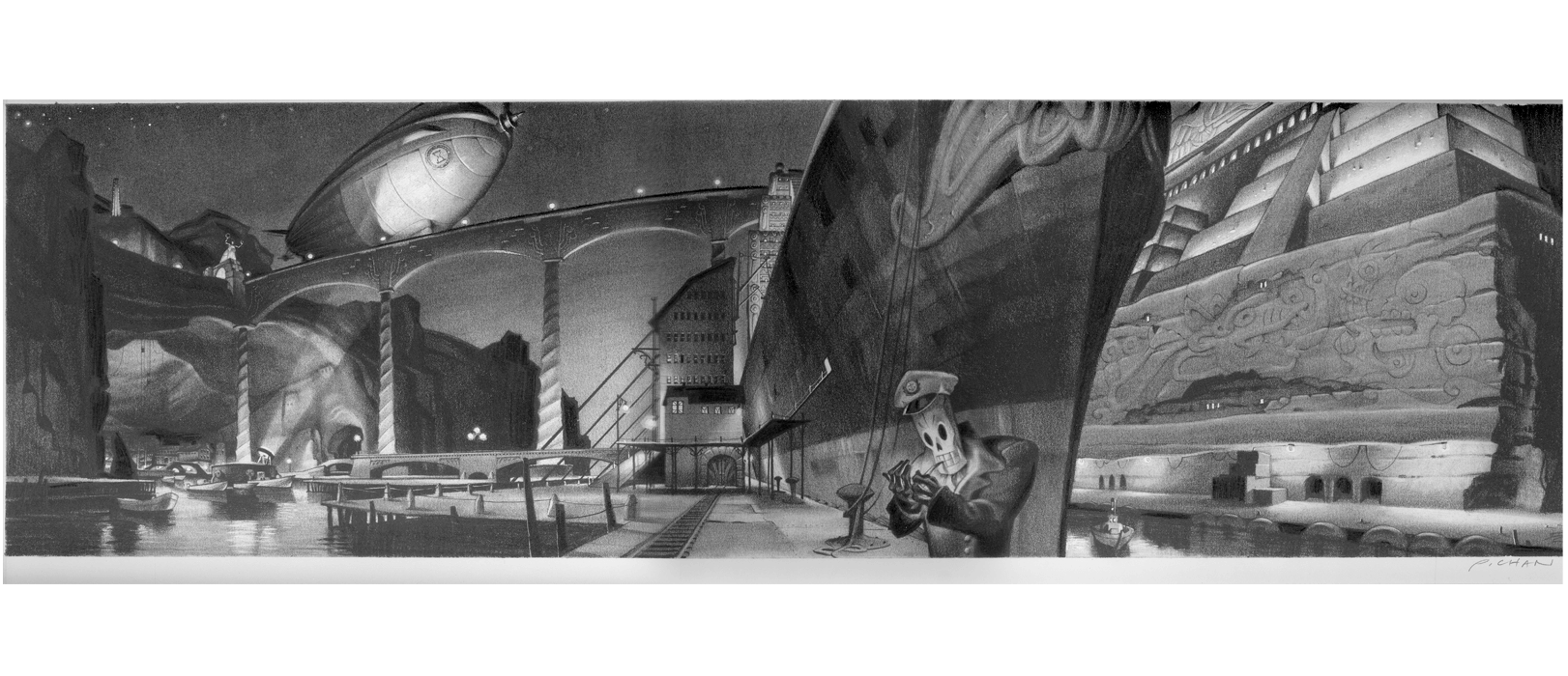 One example of unlockable concept art within the game.