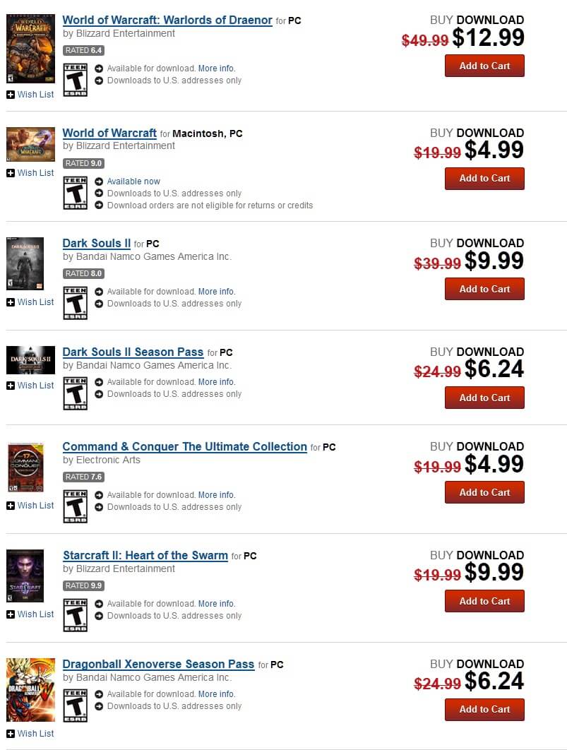 GameStop's PC Download Sale