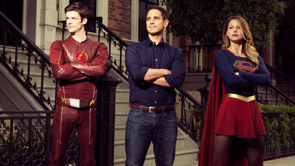 Grant Gustin, Greg Berlanti and Melissa Benoist