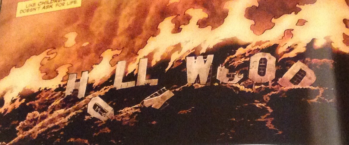 The Hollywood sign is in flames from the very start of Suiciders.
