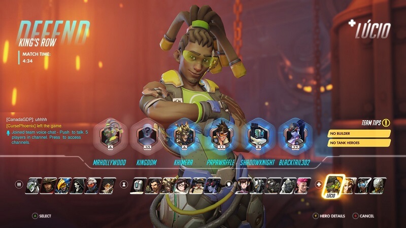 Overwatch character selection