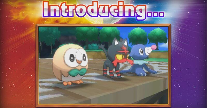 From left to right: Rowlet, Litten, and Poppilo - the three new starter Pokemon Sun.