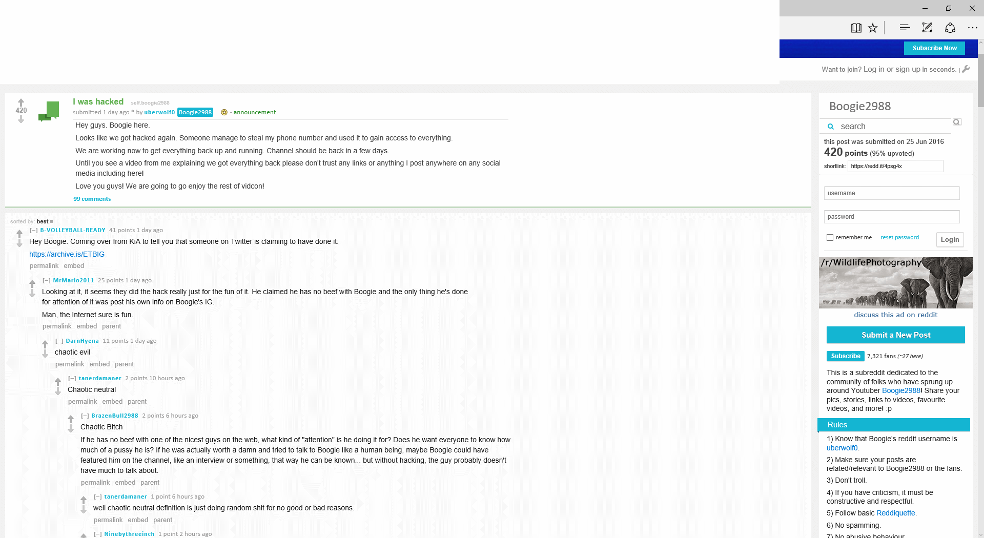 Youtube Personality Boogie2988 Was Hacked