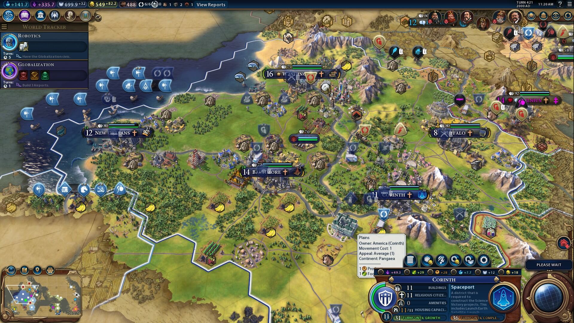 Cities will start to sprawl all over your territory.