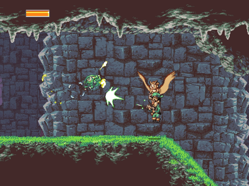 Otus and Geddy work together to defeat their foes.