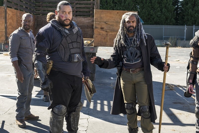 Jerry and Ezekiel on the Walking dead with Morgan in background