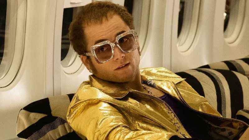 Egerton flying in a plane in Rocketman