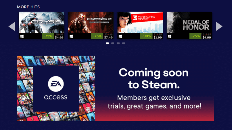 EA adds games on Steam