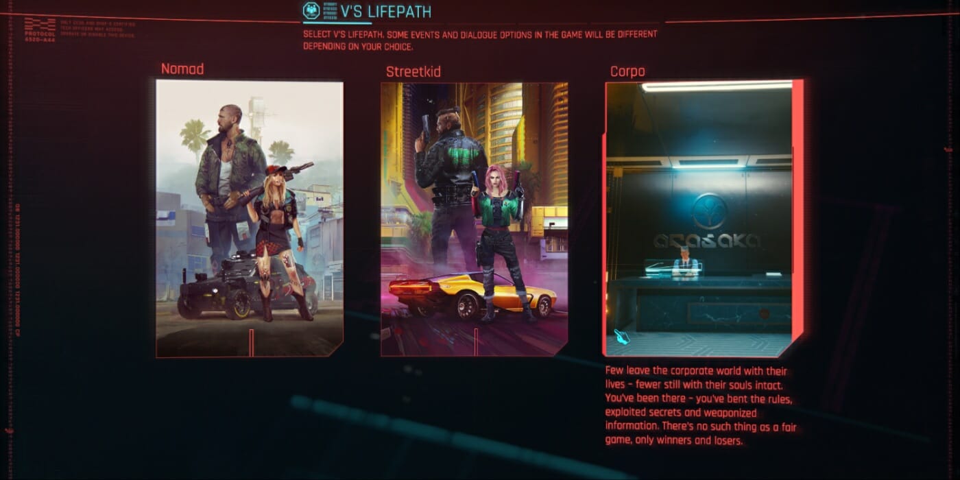 Cyberpunk 2077 Corpo Lifepath