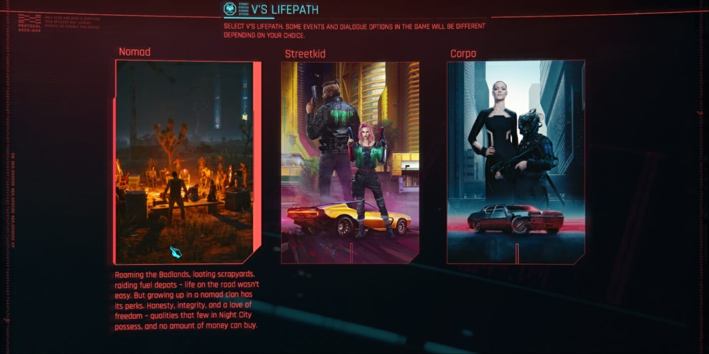 Cyberpunk 2077 Nomad Lifepath