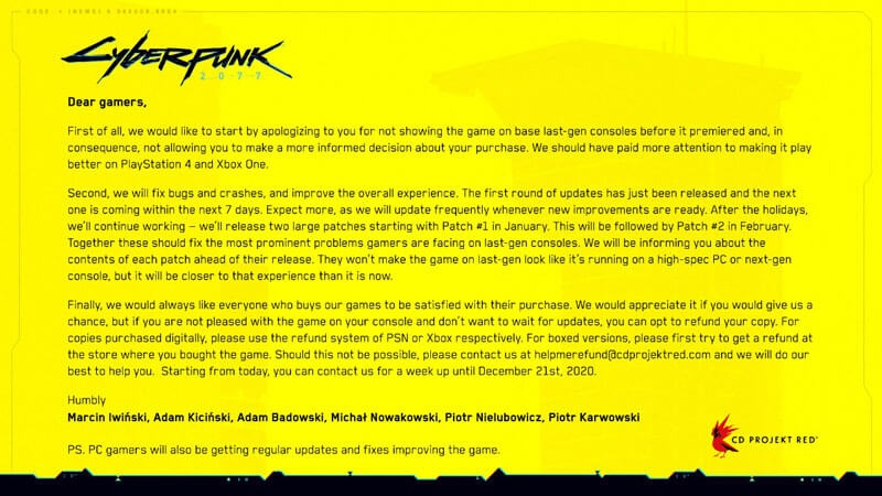 Refund For Cyberpunk 2077