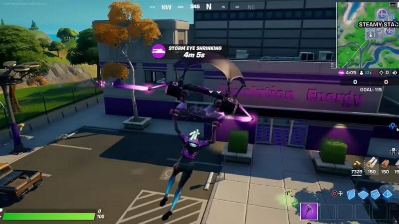 Purple pool building in Fortnite