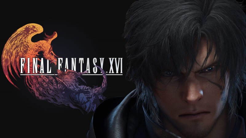Final Fantasy XVI protagonist Clive's face next to the official Amano art