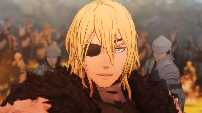 Fire Emblem: Three Houses screenshot of a one-eyed, war-weary Dimitri