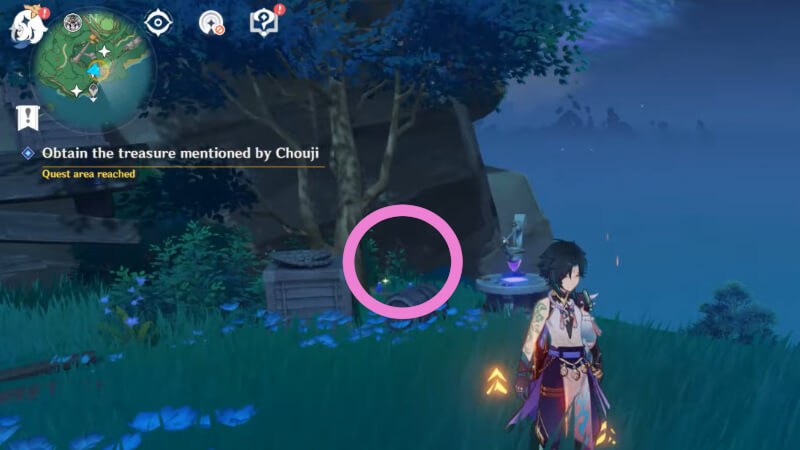 Obtain the treasure mentioned by Chouji