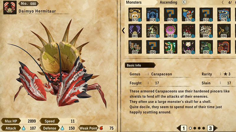 Monster Hunter Stories 2 carapaceon weakness