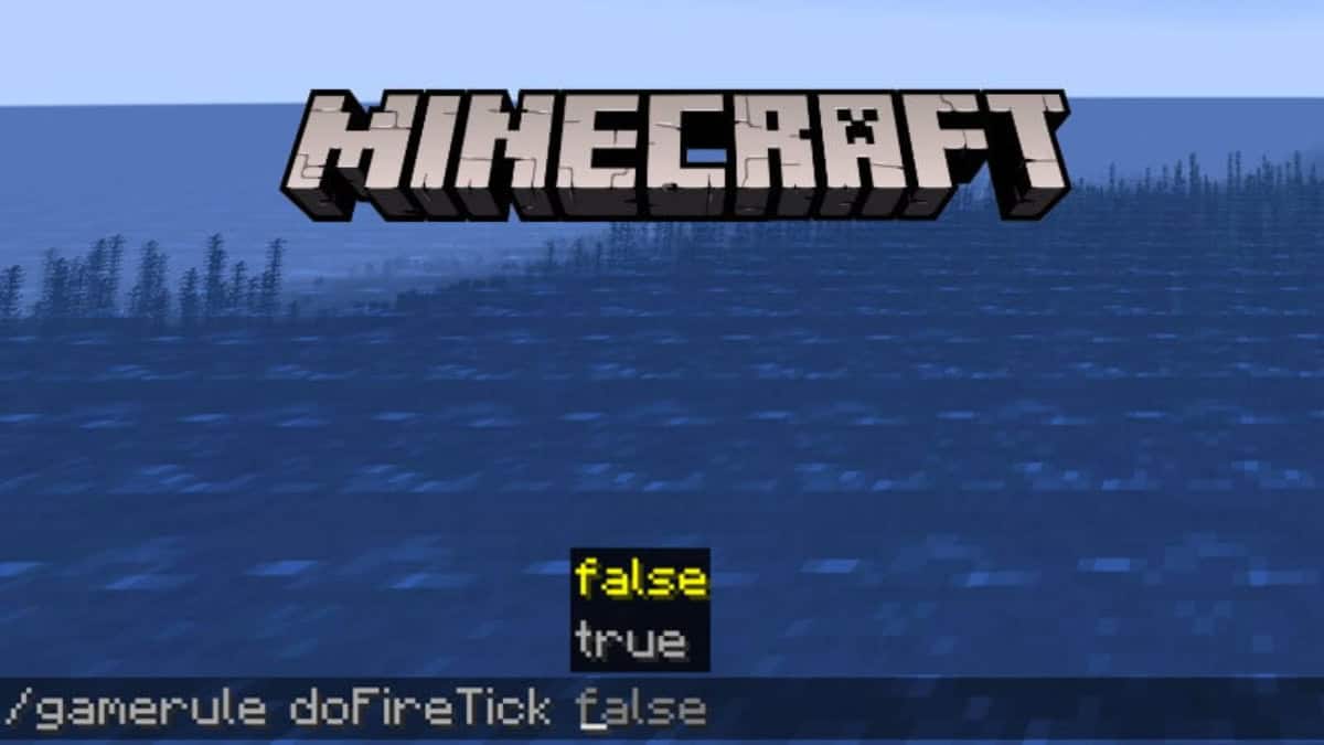 The player uses a command to turn off fire spread in Minecraft