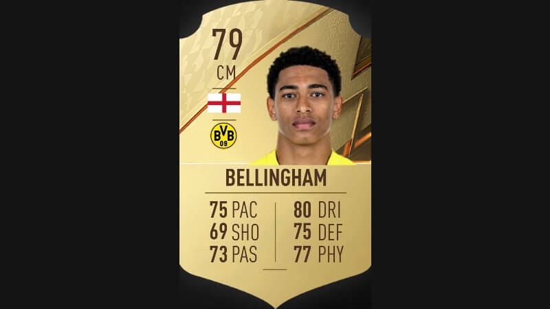 Jude Bellingham Fifa 22 Ultimate Team card.