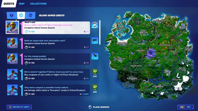 fortnite how to get the keyboard pickaxe island games quests