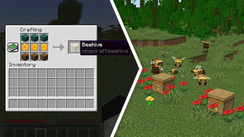 crafting Beehives in Minecraft to farm Honey