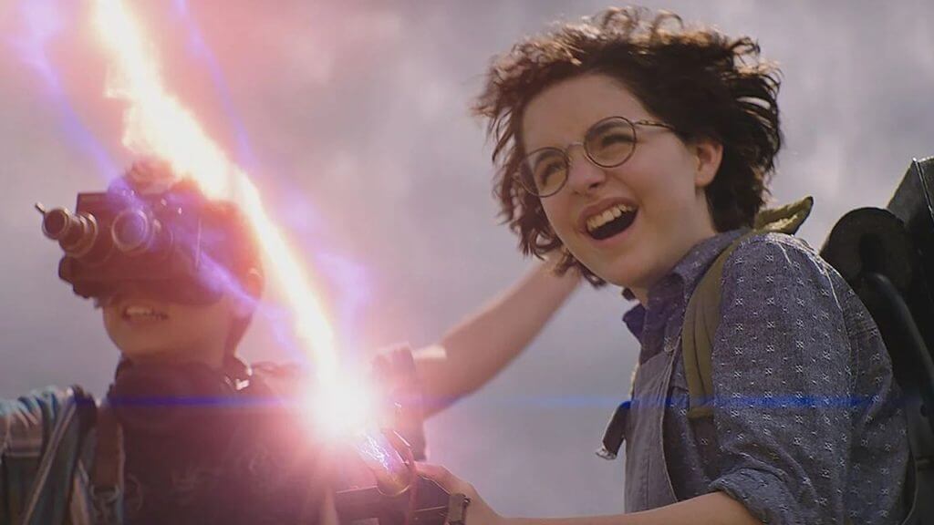 Ghostbusters: Afterlife Releases Final Trailer Phoebe shooting a ray gun, mckenna grace