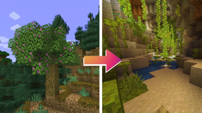 Minecraft 1.18 Azalea Trees and Lush Caves