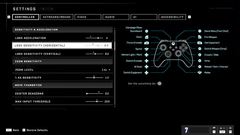 Halo Infinite Controller Menu
