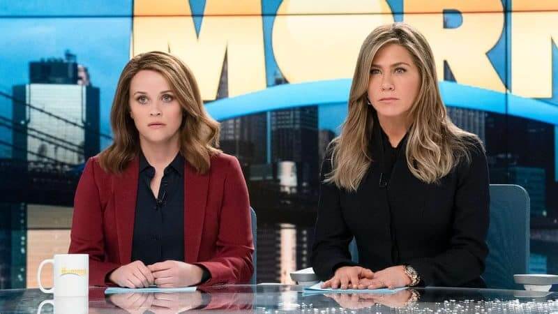 Reese Witherspoon (left) and Jennifer Aniston (right) both star in the Apple TV+ drama series "The Morning Show".