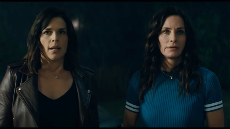 Neve Campbell and Courtney Cox reprising their roles in the Scream sequel.
