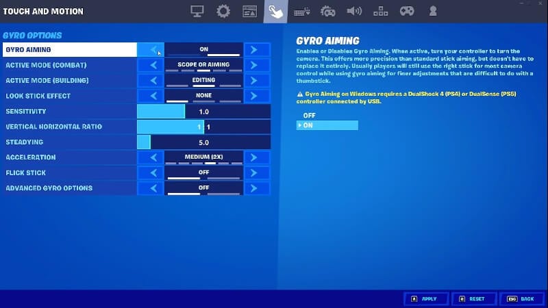 How To Turn On Gyro Controls On All Platforms In Fortnite