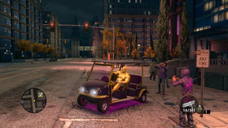 Cruising in Saints Row 3. 
