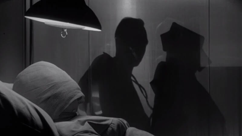 A scene from the Twilight Zone episode Eye Of The Beholder