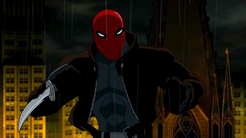 Red Hood in a fight with Batman