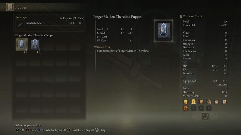 Elden Ring Selvius Puppet Spirit Ash Shop