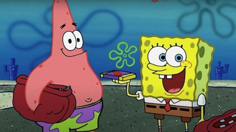 SpongeBob and Patrick selling chocolate