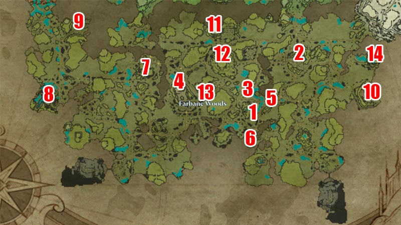 Blood Farbane Woods Bosses Locations