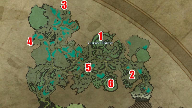 Blood Cursed Forest Bosses Locations