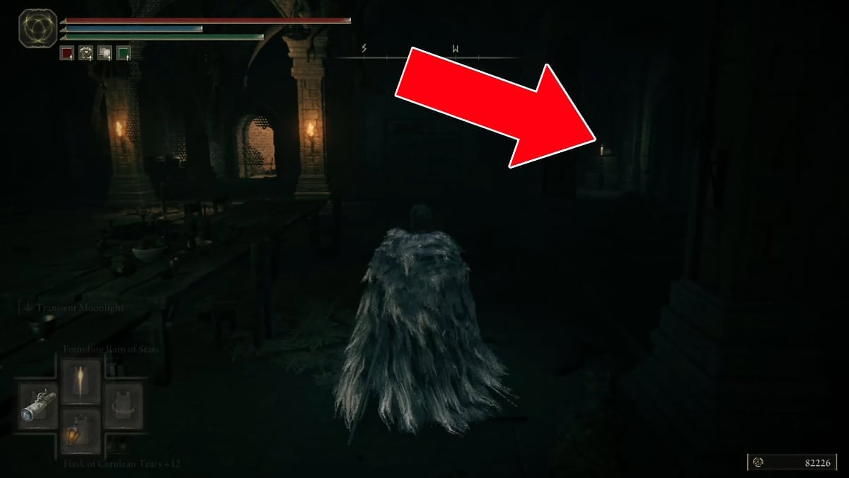 You need to pass through the dark door to your right.