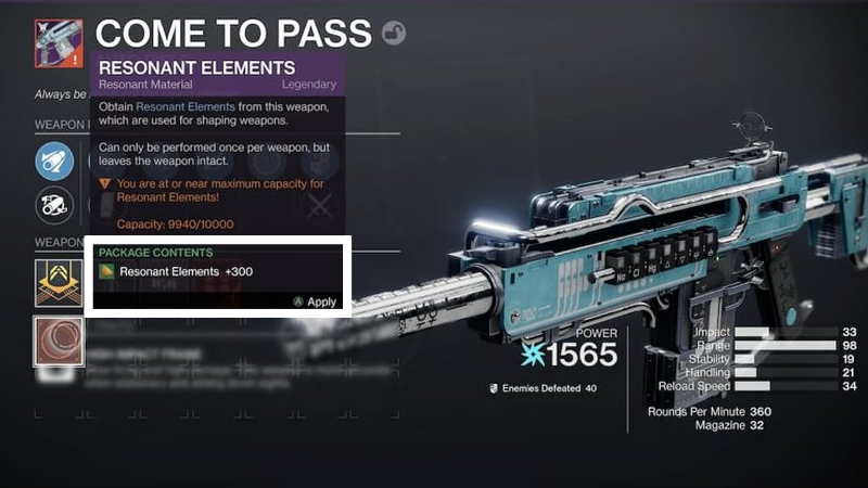 Extracting Resonant Elements in Destiny 2
