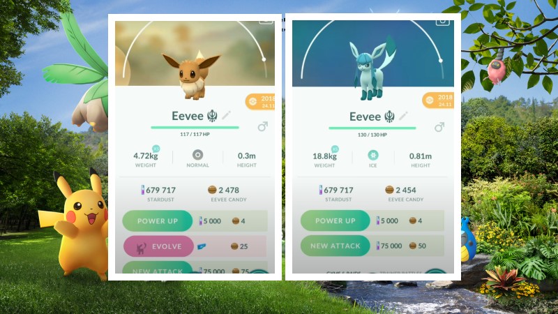Pokémon Go Evolve Eevee Glaceon