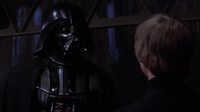 Luke pleading with his father in episode six of the Skywalker Saga