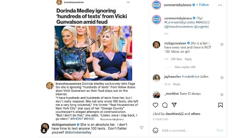 Vicki Gunvalson and Dorinda Medley's feud grows deeper