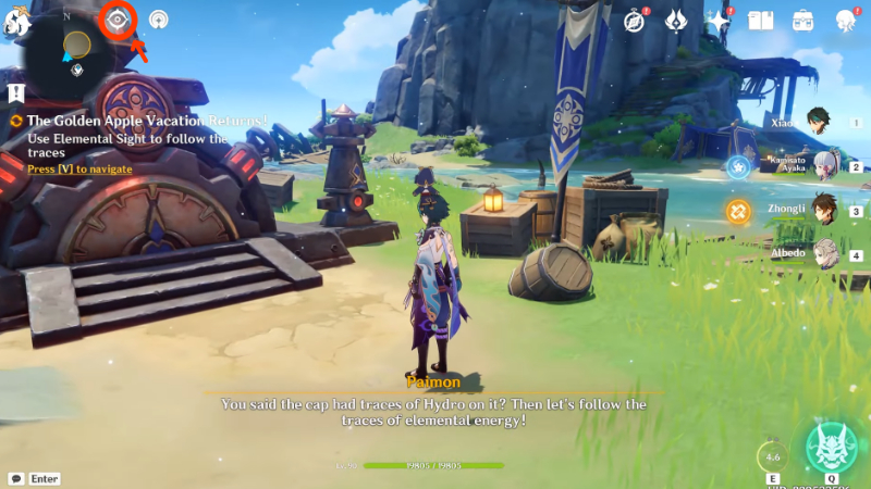Using Elemental Sight in Genshin Impact