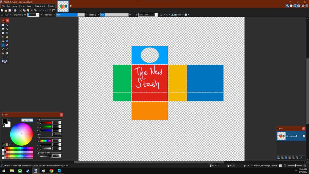 creating a t-shirt design in paint.net