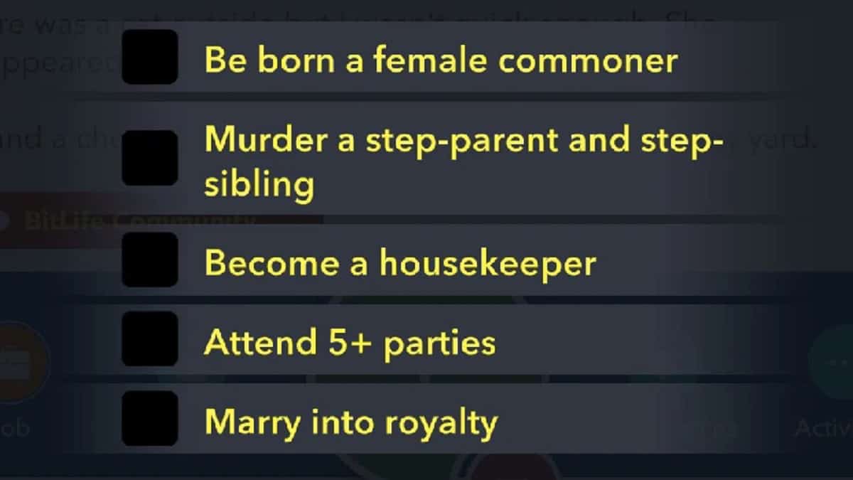 sinderella challenge tasks for bitlife