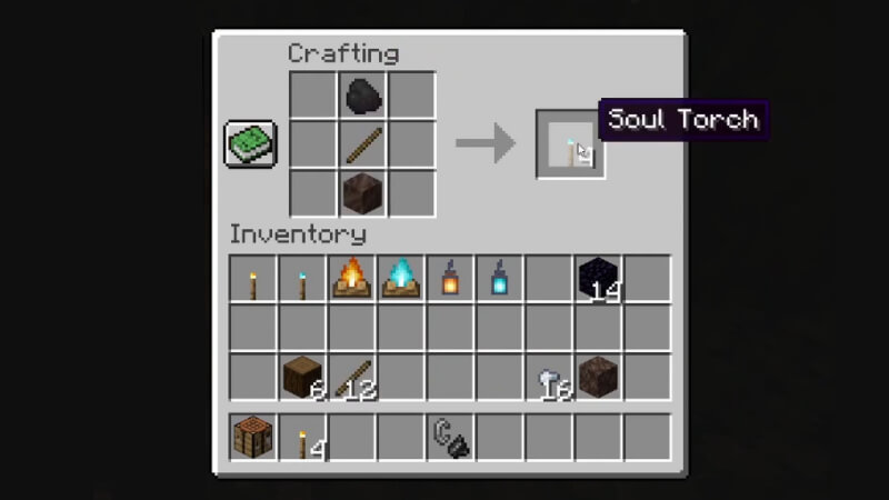Crafting a Soul Torch in Minecraft