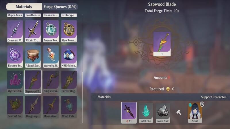 Genshin Impact Craft Sumeru 4-Star Weapons