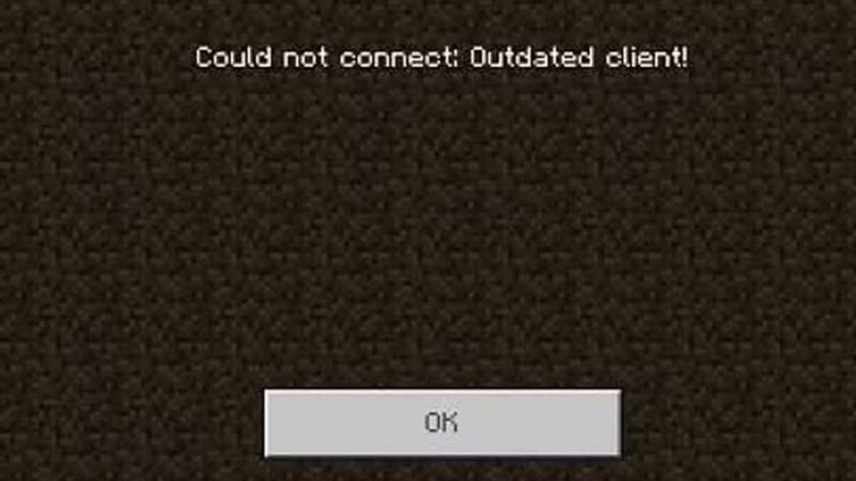The Client Error screen in Minecraft before it is fixed