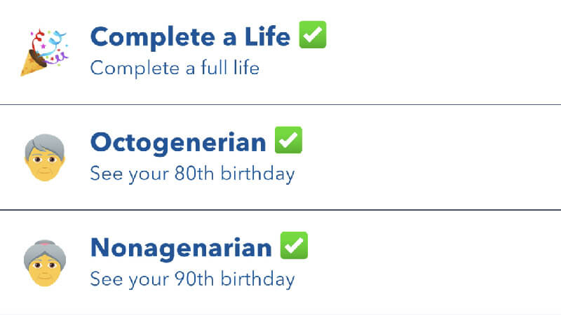 BitLife Live Long Life Achievements