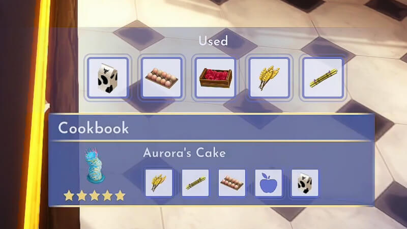 Aurora's Cake Recipe In Disney Dreamlight Valley